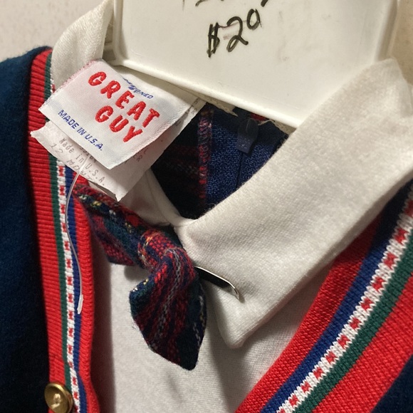 NWOT 3-Piece Blue + Plaid INFANT BOY Sweater/Onesie/Bowtie OUTFIT Size 12 mos - Picture 4 of 7